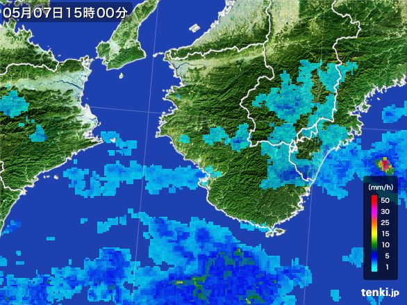 和歌山県の雨雲レーダー(2015年05月07日)