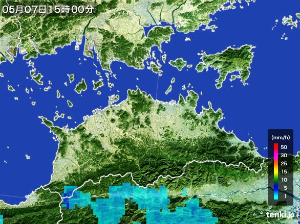 香川県の雨雲レーダー(2015年05月07日)