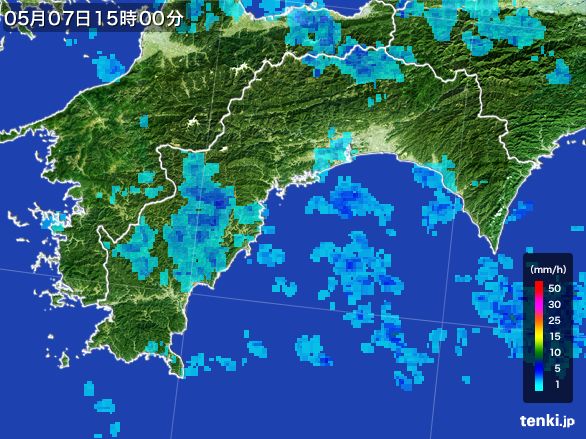 高知県の雨雲レーダー(2015年05月07日)