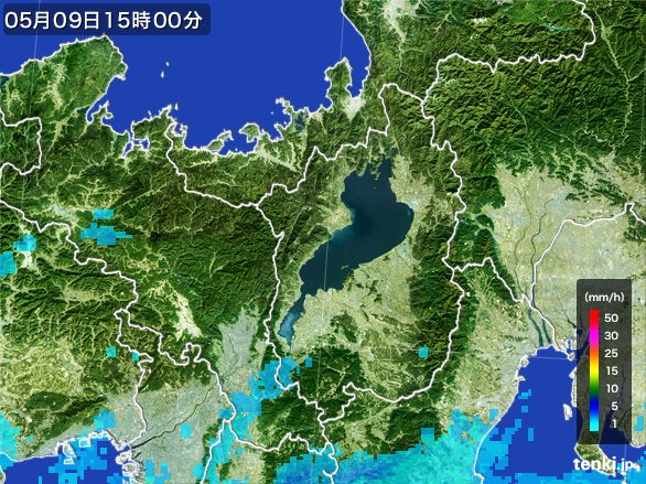 滋賀県の雨雲レーダー(2015年05月09日)