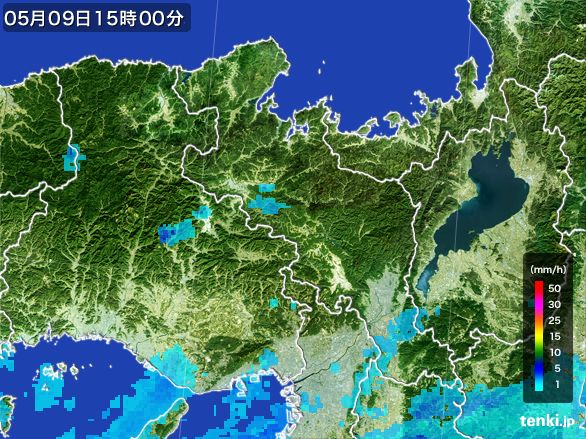 京都府の雨雲レーダー(2015年05月09日)