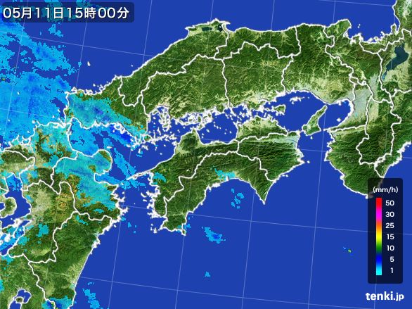 四国地方の雨雲レーダー(2015年05月11日)