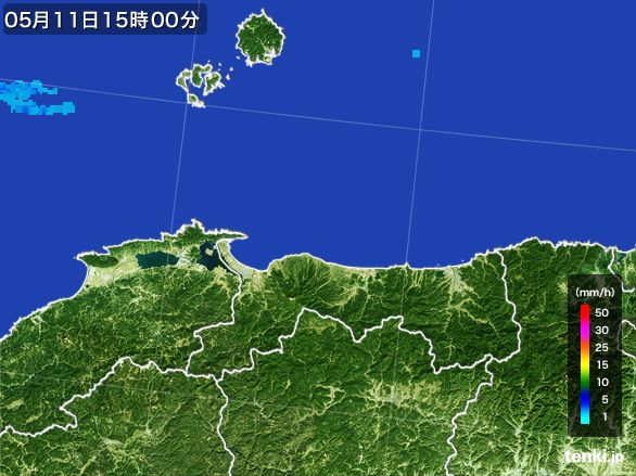 鳥取県の雨雲レーダー(2015年05月11日)