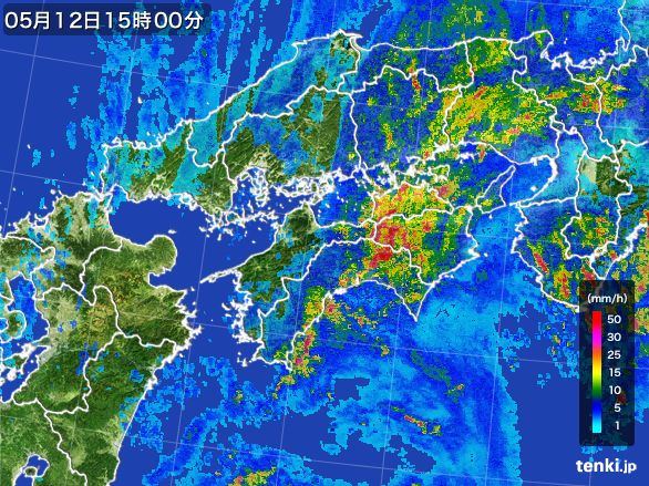 四国地方の雨雲レーダー(2015年05月12日)