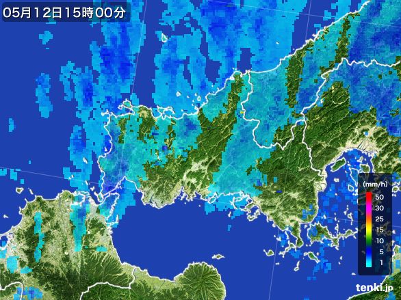 山口県の雨雲レーダー(2015年05月12日)