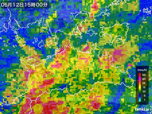 香川県の雨雲レーダー(2015年05月12日)