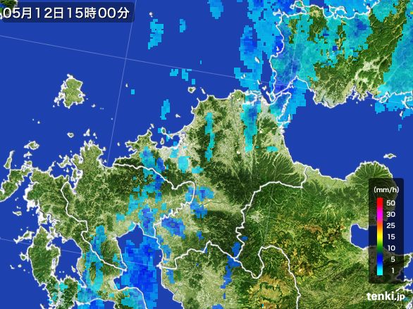 福岡県の雨雲レーダー(2015年05月12日)