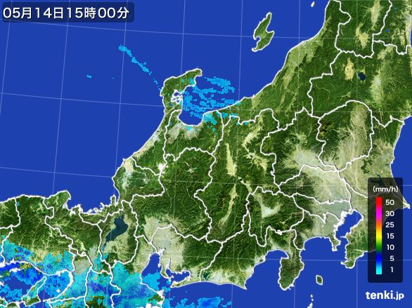 北陸地方の雨雲レーダー(2015年05月14日)