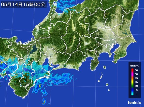東海地方の雨雲レーダー(2015年05月14日)
