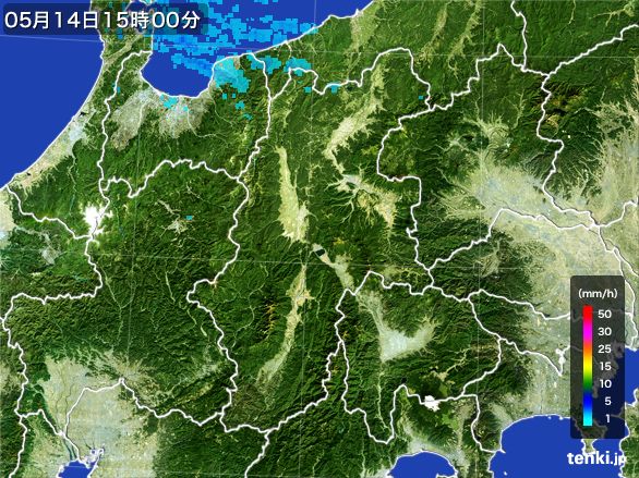 長野県の雨雲レーダー(2015年05月14日)