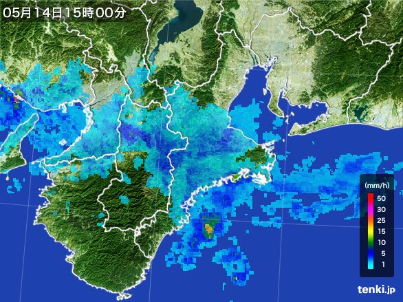 三重県の雨雲レーダー(2015年05月14日)