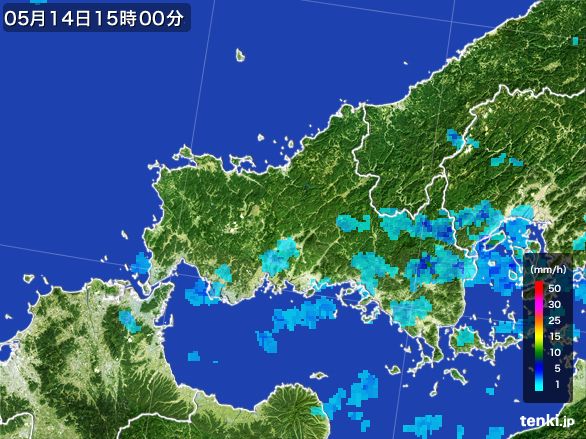 山口県の雨雲レーダー(2015年05月14日)