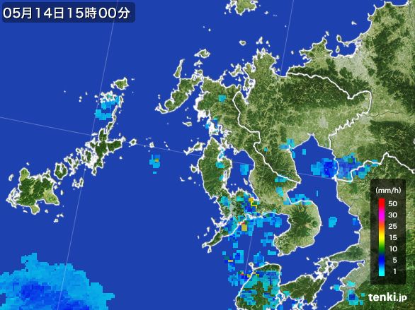 長崎県の雨雲レーダー(2015年05月14日)