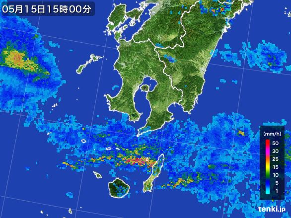 鹿児島県の雨雲レーダー(2015年05月15日)