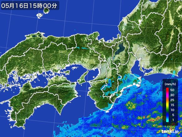 近畿地方の雨雲レーダー(2015年05月16日)