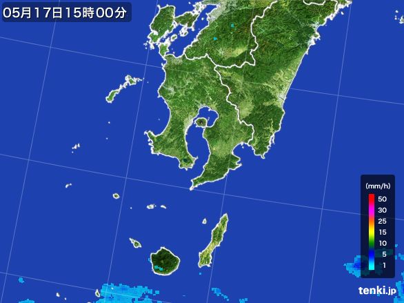 鹿児島県の雨雲レーダー(2015年05月17日)