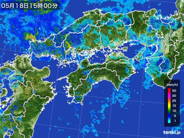 四国地方の雨雲レーダー(2015年05月18日)