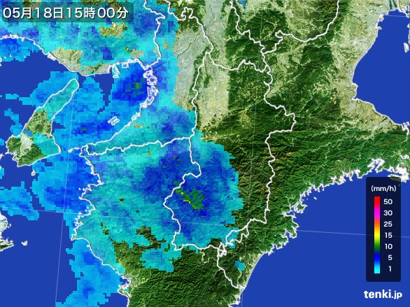 奈良県の雨雲レーダー(2015年05月18日)