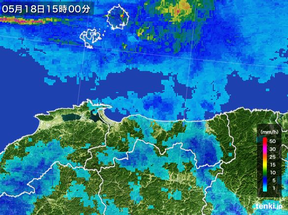 鳥取県の雨雲レーダー(2015年05月18日)