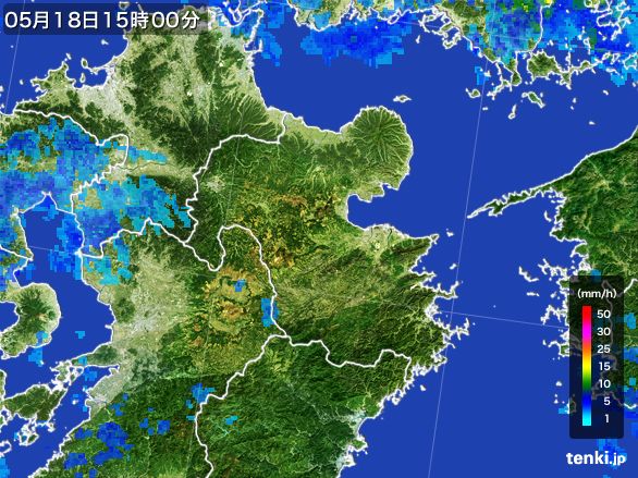 大分県の雨雲レーダー(2015年05月18日)