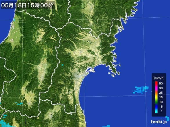 宮城県の雨雲レーダー(2015年05月18日)