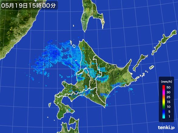北海道地方の雨雲レーダー(2015年05月19日)