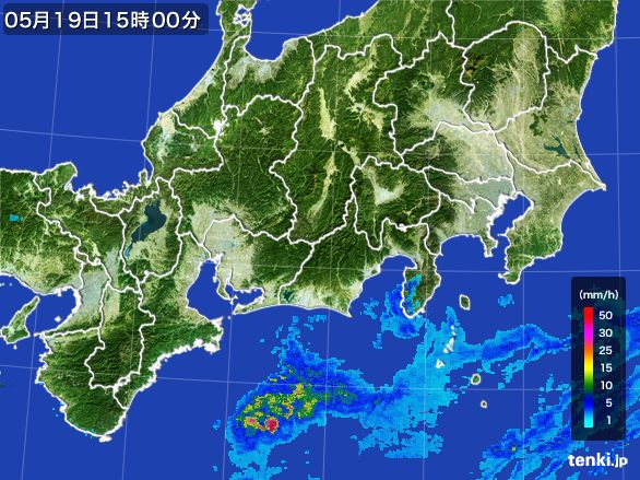 東海地方の雨雲レーダー(2015年05月19日)