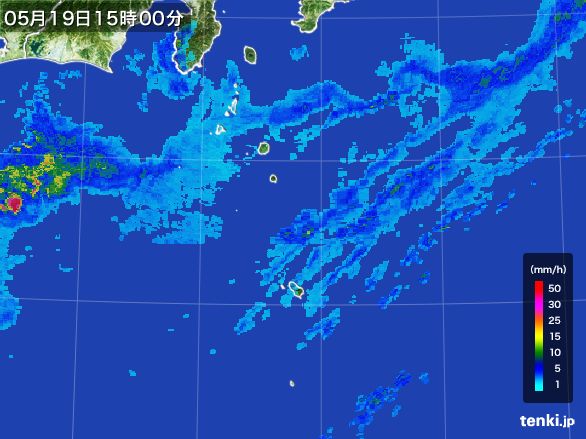 伊豆諸島(東京都)の雨雲レーダー(2015年05月19日)