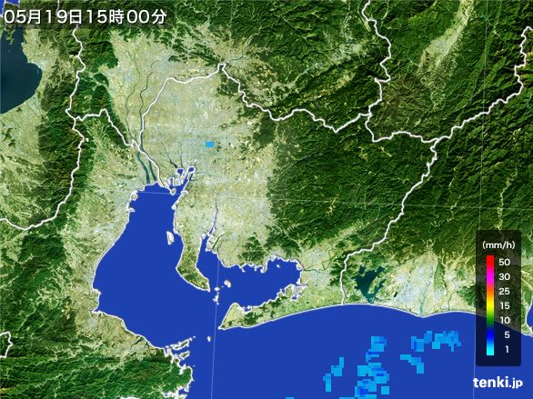愛知県の雨雲レーダー(2015年05月19日)