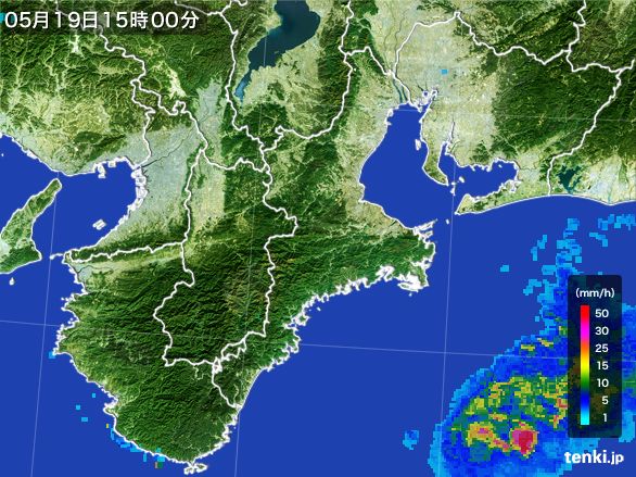 三重県の雨雲レーダー(2015年05月19日)