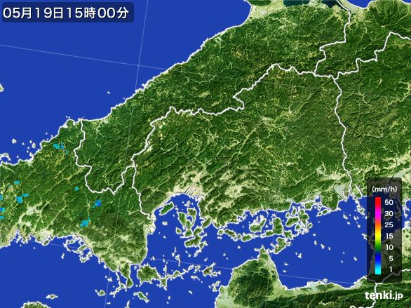 広島県の雨雲レーダー(2015年05月19日)