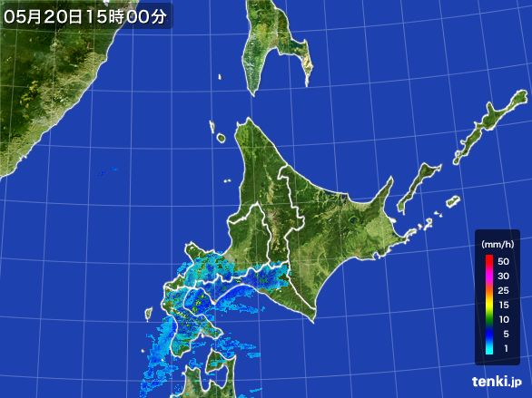 北海道地方の雨雲レーダー(2015年05月20日)