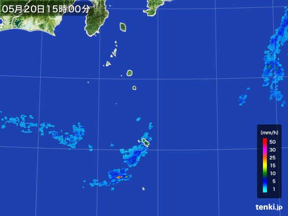伊豆諸島(東京都)の雨雲レーダー(2015年05月20日)