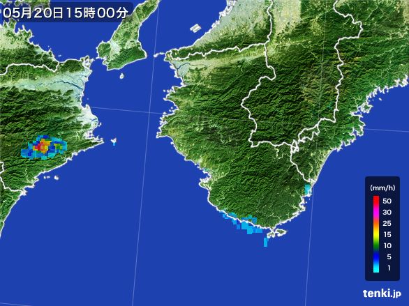 和歌山県の雨雲レーダー(2015年05月20日)