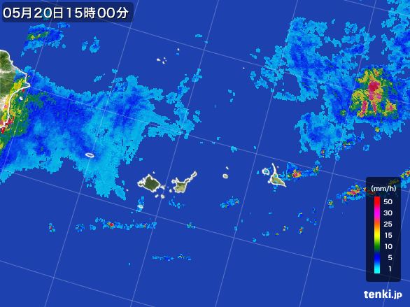 宮古・石垣・与那国(沖縄県)の雨雲レーダー(2015年05月20日)