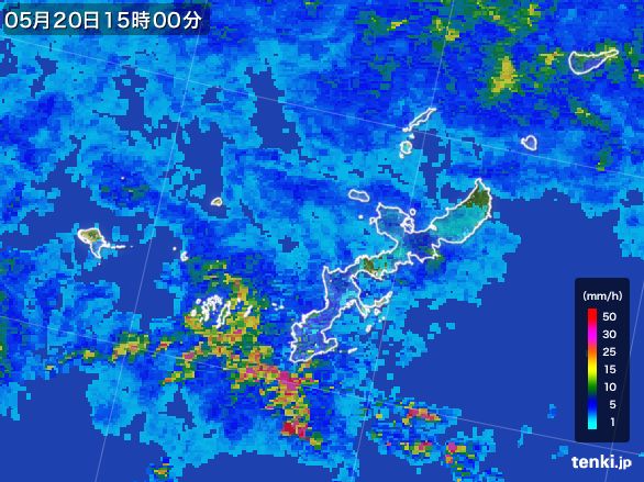 沖縄県の雨雲レーダー(2015年05月20日)