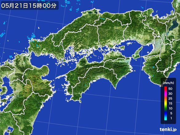 四国地方の雨雲レーダー(2015年05月21日)