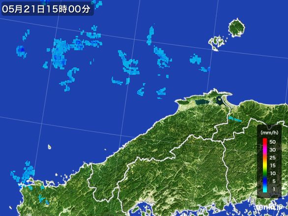 島根県の雨雲レーダー(2015年05月21日)