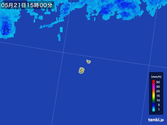南大東島(沖縄県)の雨雲レーダー(2015年05月21日)