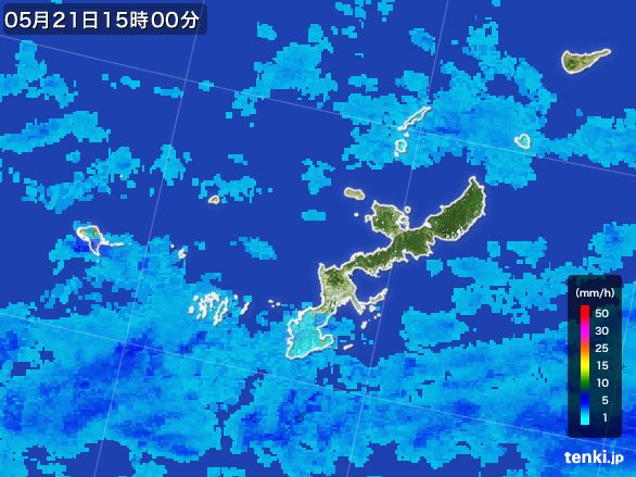 沖縄県の雨雲レーダー(2015年05月21日)