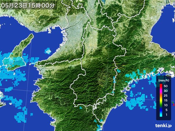 奈良県の雨雲レーダー(2015年05月23日)