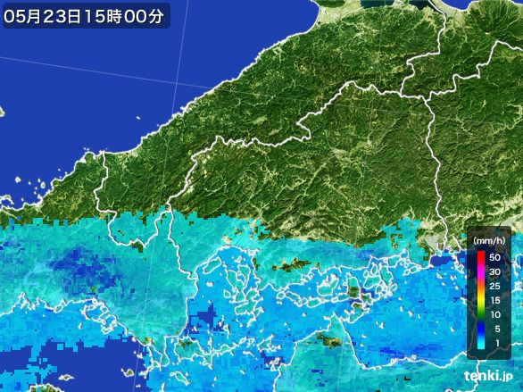 広島県の雨雲レーダー(2015年05月23日)