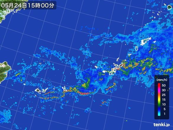 沖縄地方の雨雲レーダー(2015年05月24日)