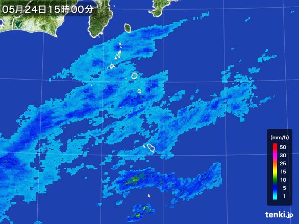 伊豆諸島(東京都)の雨雲レーダー(2015年05月24日)