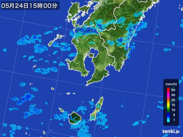 鹿児島県の雨雲レーダー(2015年05月24日)