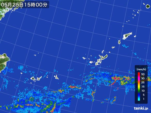 沖縄地方の雨雲レーダー(2015年05月25日)