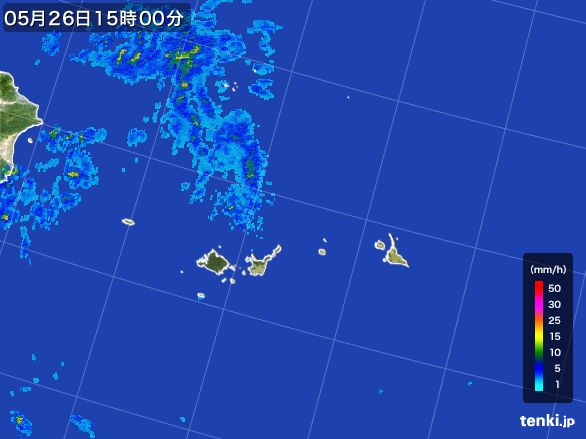 宮古・石垣・与那国(沖縄県)の雨雲レーダー(2015年05月26日)