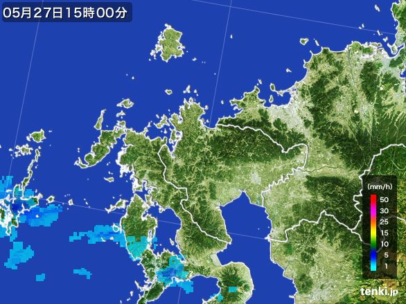 佐賀県の雨雲レーダー(2015年05月27日)