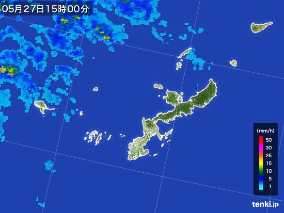 沖縄県の雨雲レーダー(2015年05月27日)