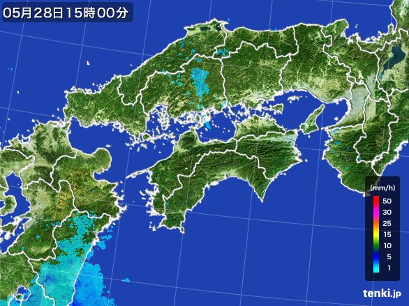 四国地方の雨雲レーダー(2015年05月28日)